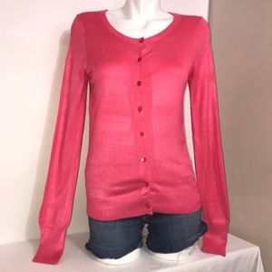 Express Hot Pink Rayon Mix Blend Cardigan Sweater
